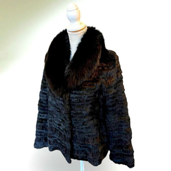 Elegant Franco Ferra Milano Black Rabbit Fur Jacket - Picture 1 of 7